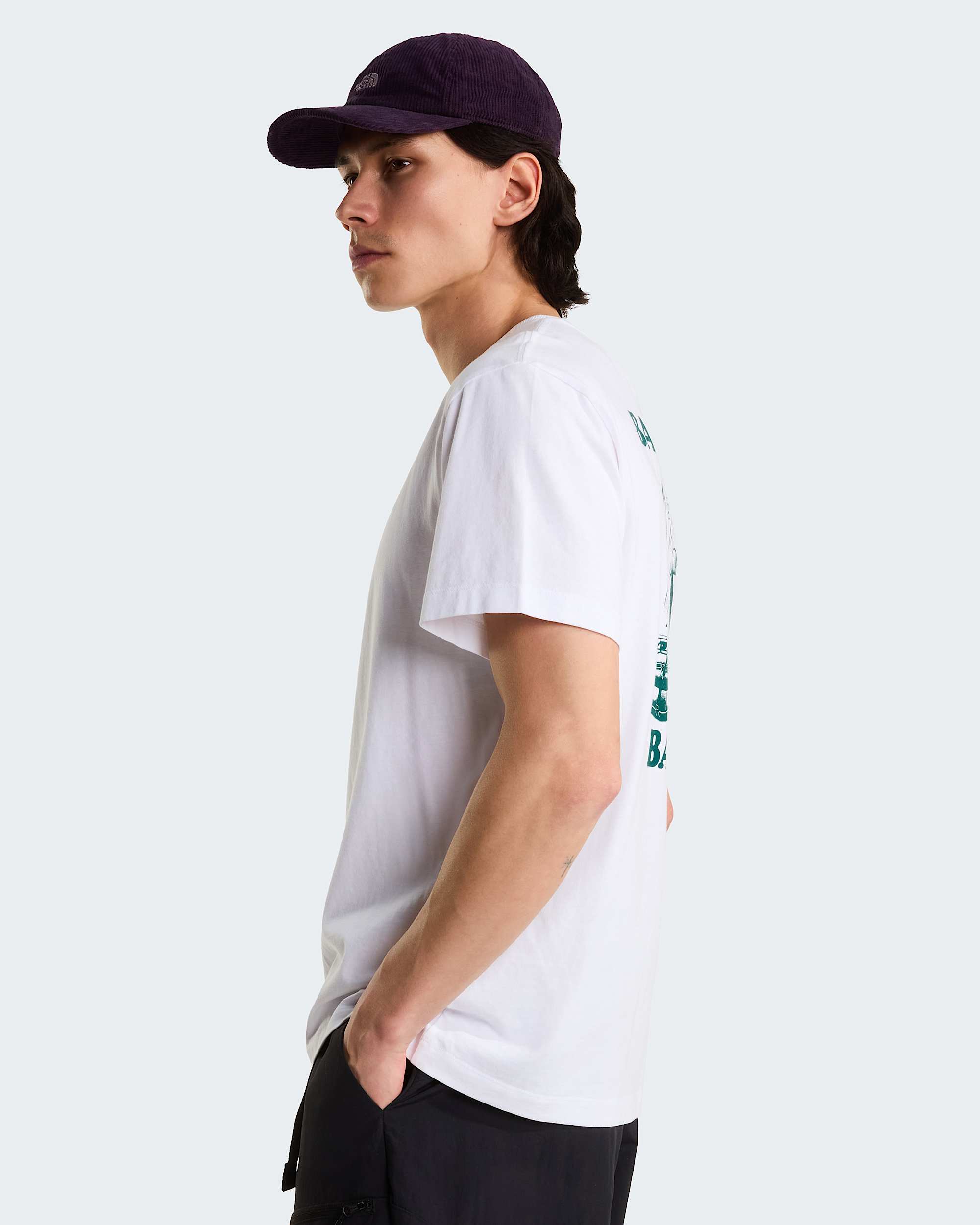 Unisex Basecamp Barista Graphic T-Shirt mit lockerer Passform – TNF White-Pacific Teal