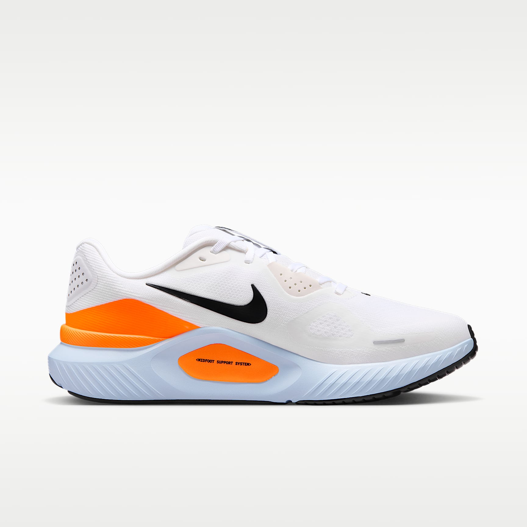 Nike Structure 26 Straßenlaufschuh (Herren) – Weiß/Hydrogen Blue/Total Orange/Schwarz