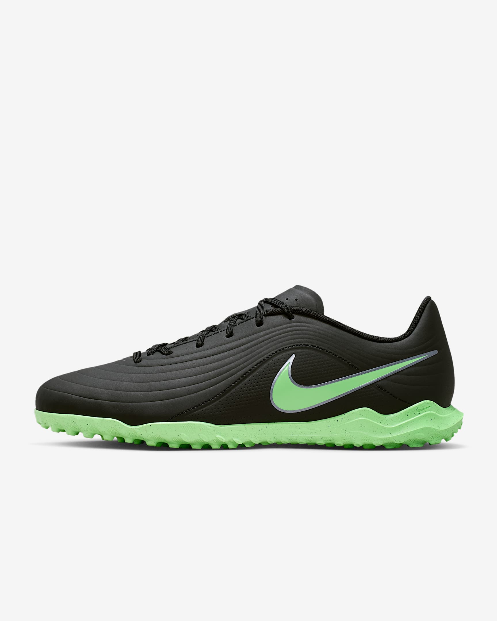 Nike Tiempo Maestro Club Low-Top-Fußballschuh für Turf – Schwarz/Schwarz/Illusion Green