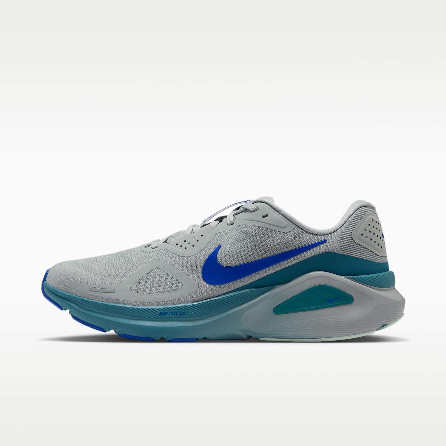 Nike Structure 26 Straßenlaufschuh (Herren) – Grey Mist/Smokey Blue/Racer Blue/Schwarz