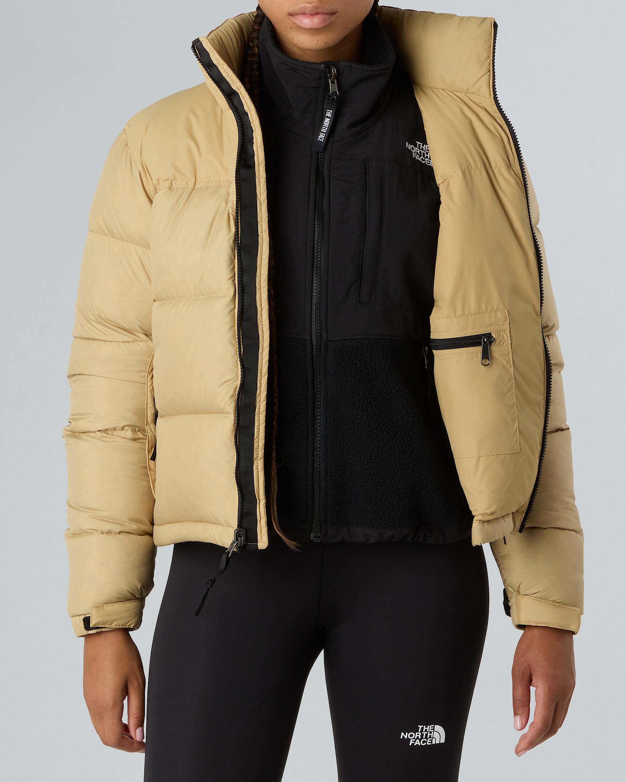 1996 Retro Nuptse Jacke für Damen – Khaki Stone-Recycled Down