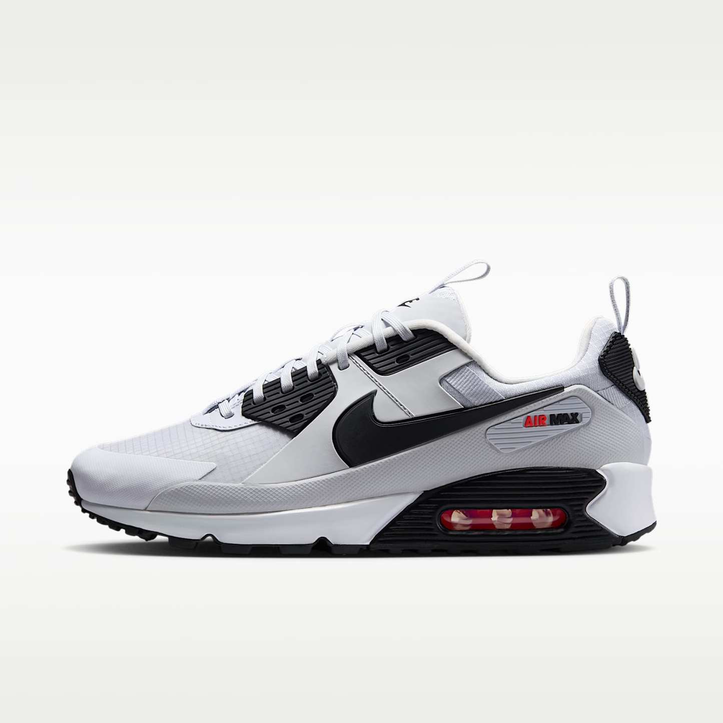 Nike Air Max 90 Drift Schuh (Herren) – Pure Platinum/Bright Crimson/Schwarz