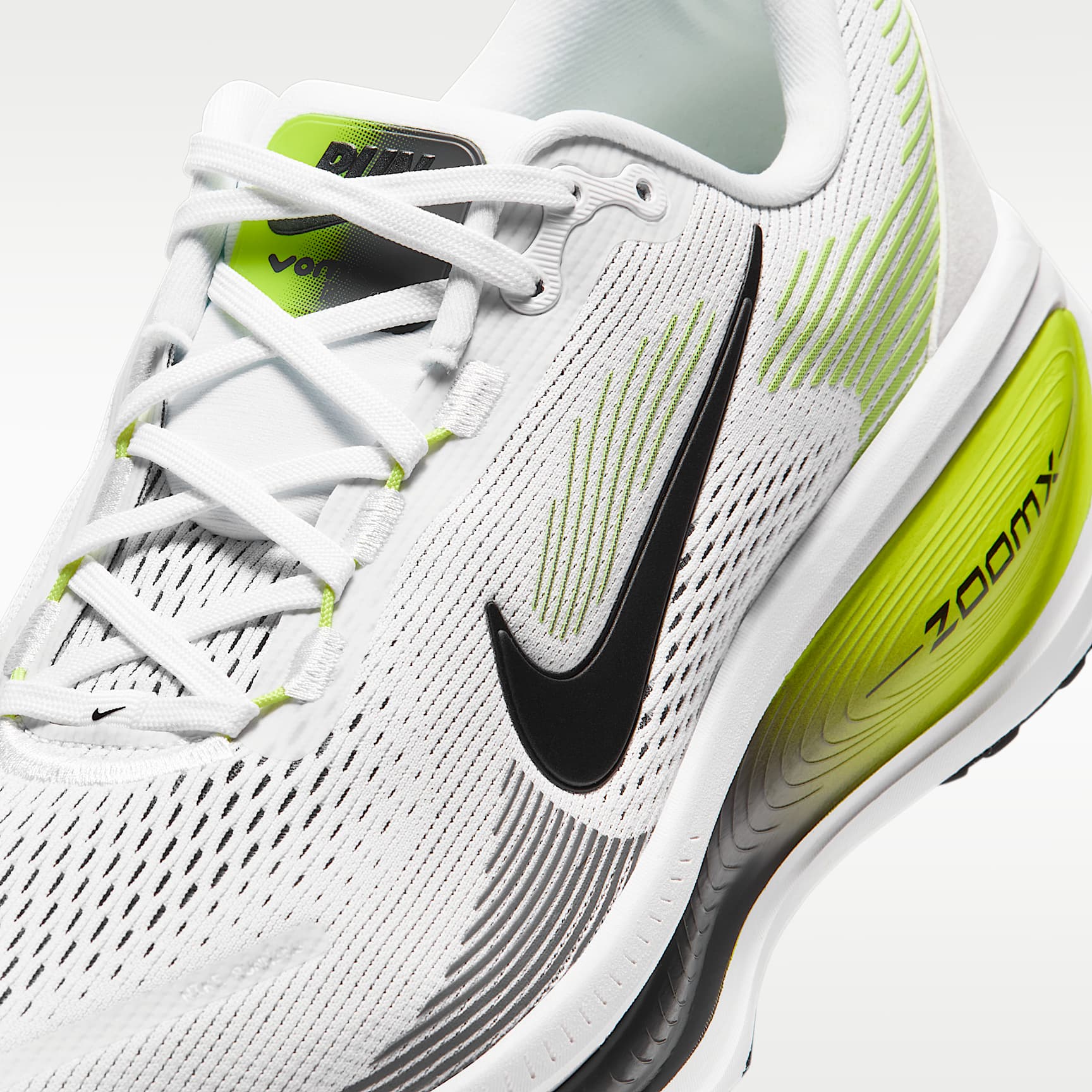 Nike Vomero 18 Straßenlaufschuh (Herren) – Weiß/Lemon Venom/Dark Grey/Schwarz