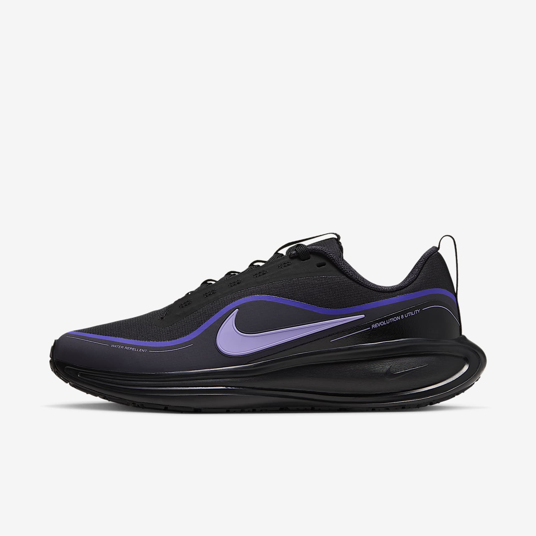 Nike Revolution 8 Utility Straßenlaufschuh (Damen) – Schwarz/Persian Violet/Gridiron/Purple Pulse
