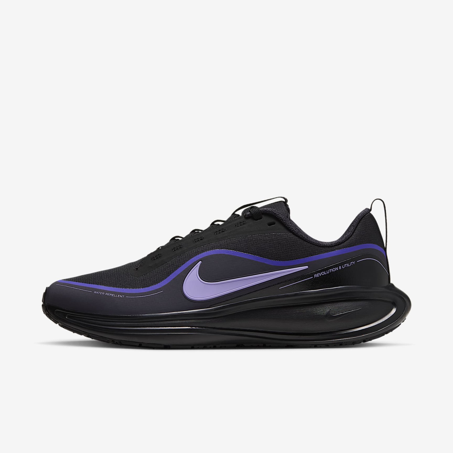 Nike Revolution 8 Utility Straßenlaufschuh (Damen) – Schwarz/Persian Violet/Gridiron/Purple Pulse