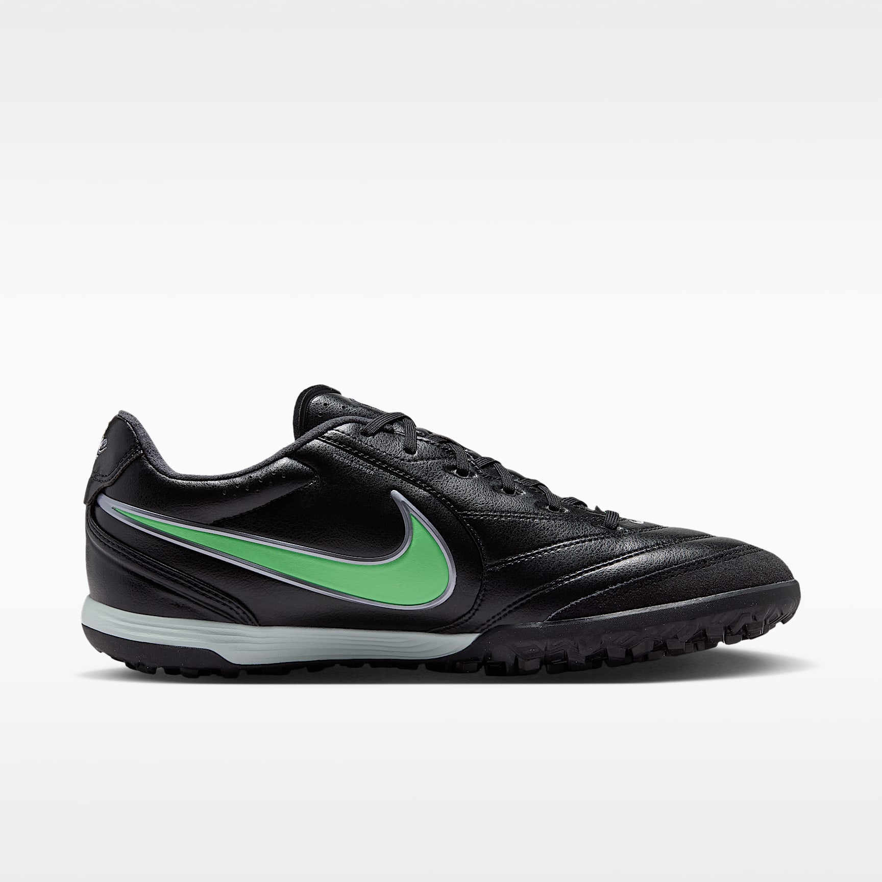 Nike Tiempo Ligera Pro Low-Top-Fußballschuh für Turf – Schwarz/Schwarz/Illusion Green