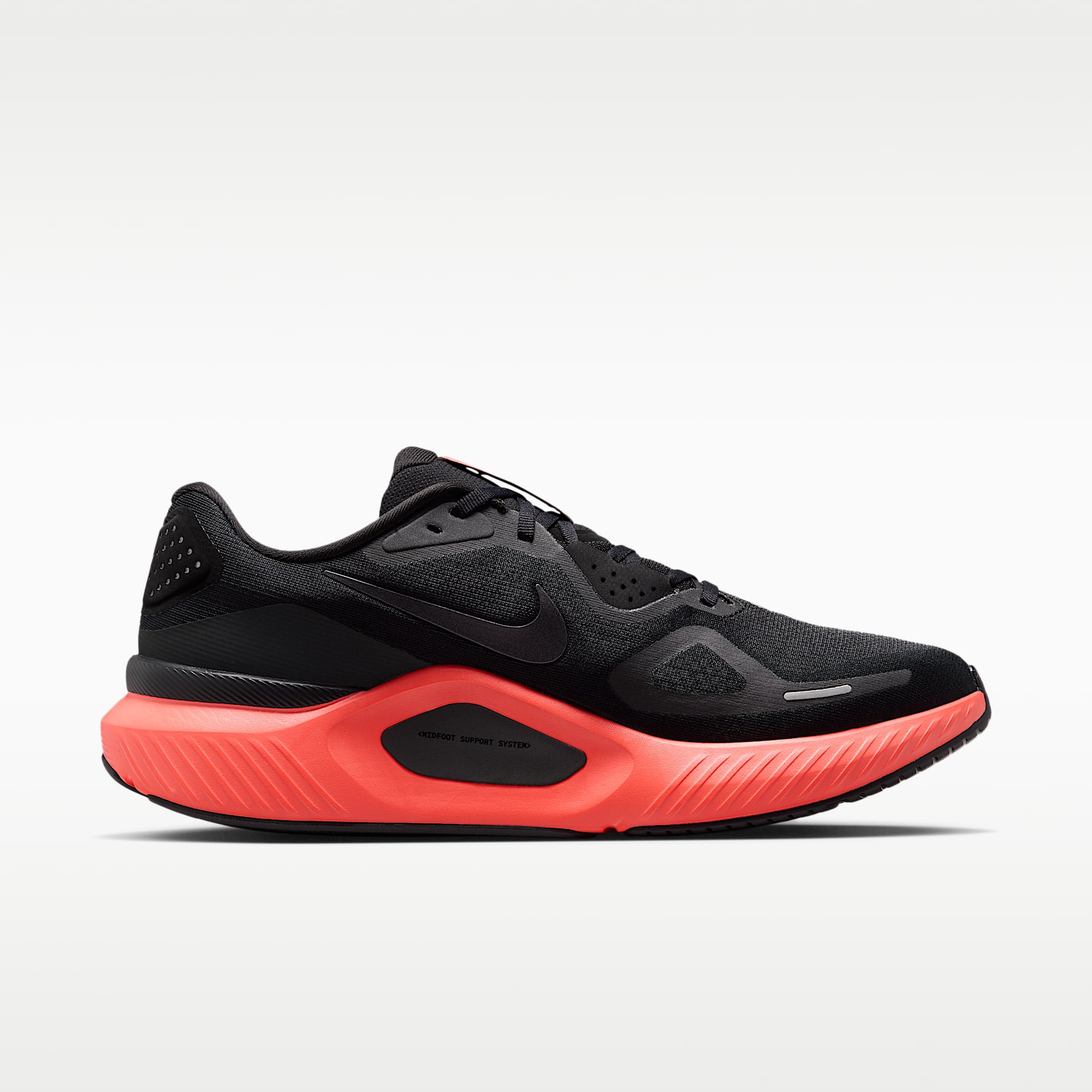Nike Structure 26 Straßenlaufschuh (Herren) – Schwarz/Bright Crimson/Dark Smoke Grey/Metallic Dark Grey