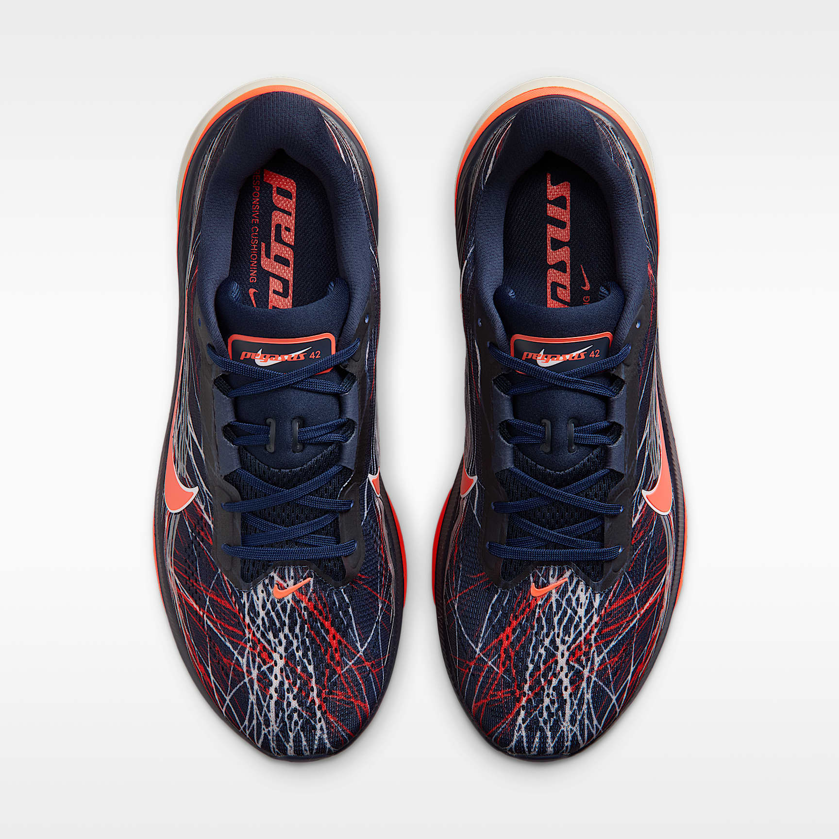Nike Pegasus 42 Straßenlaufschuh (Herren) – Obsidian/Light Bone/Bright Crimson/Dynamic Yellow