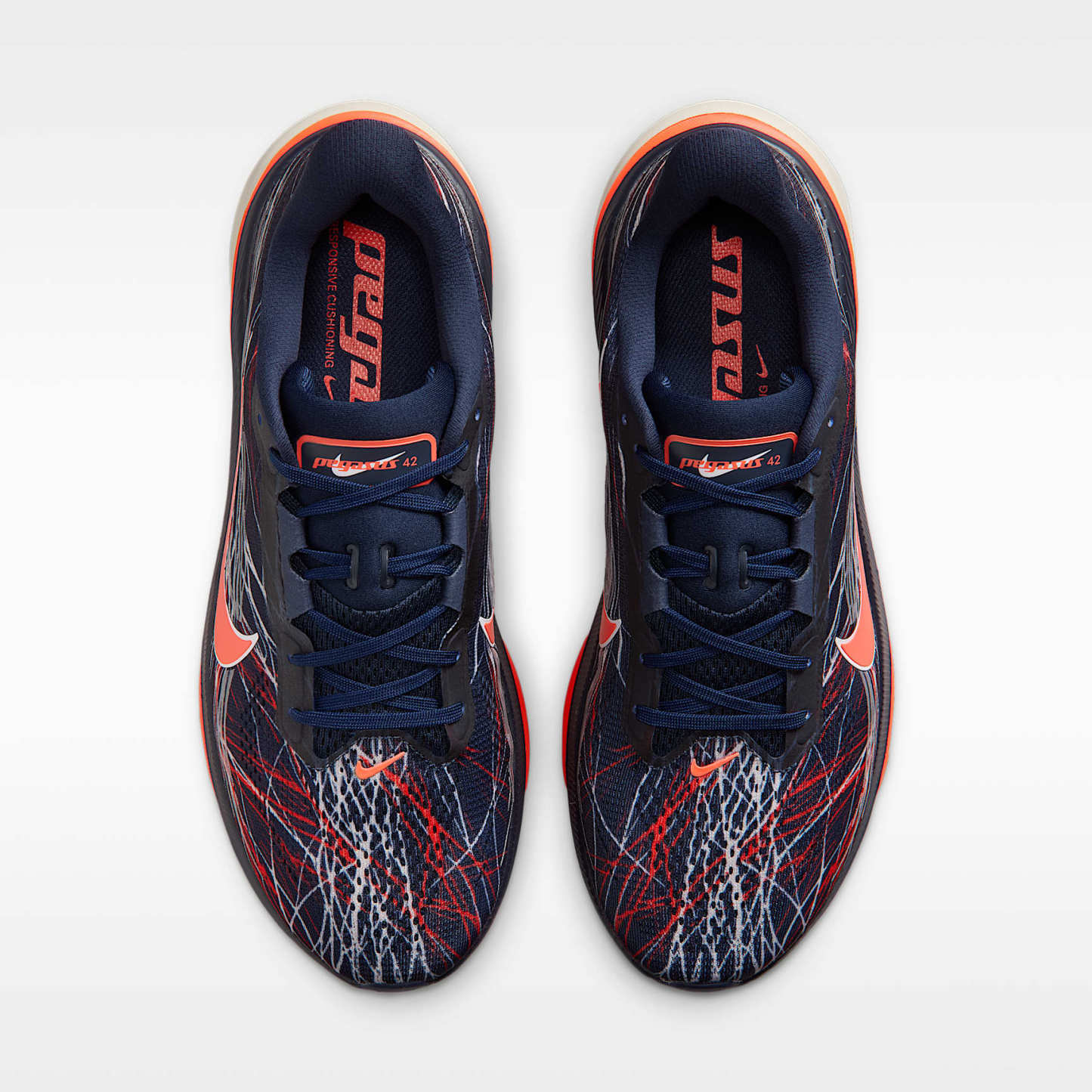 Nike Pegasus 42 Straßenlaufschuh (Herren) – Obsidian/Light Bone/Bright Crimson/Dynamic Yellow