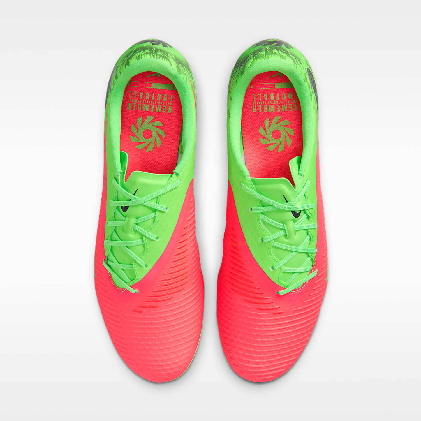 Nike Phantom 6 Low Academy "Erling Haaland" Fußballschuh für verschiedene Böden – Hot Punch/Green Strike/Schwarz
