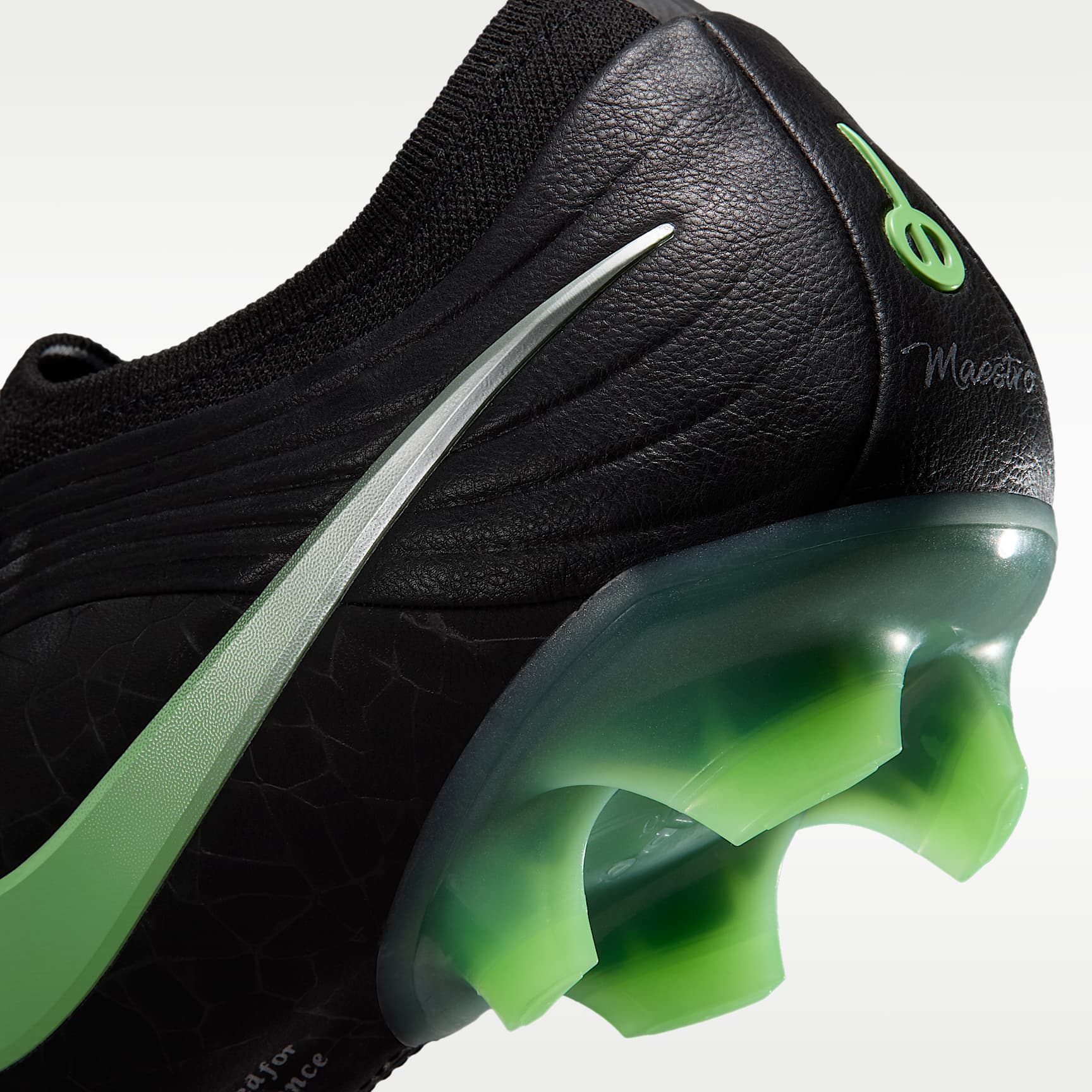 Nike Tiempo Maestro Elite Low Top Fußballschuh für normalen Rasen – Schwarz/Schwarz/Illusion Green