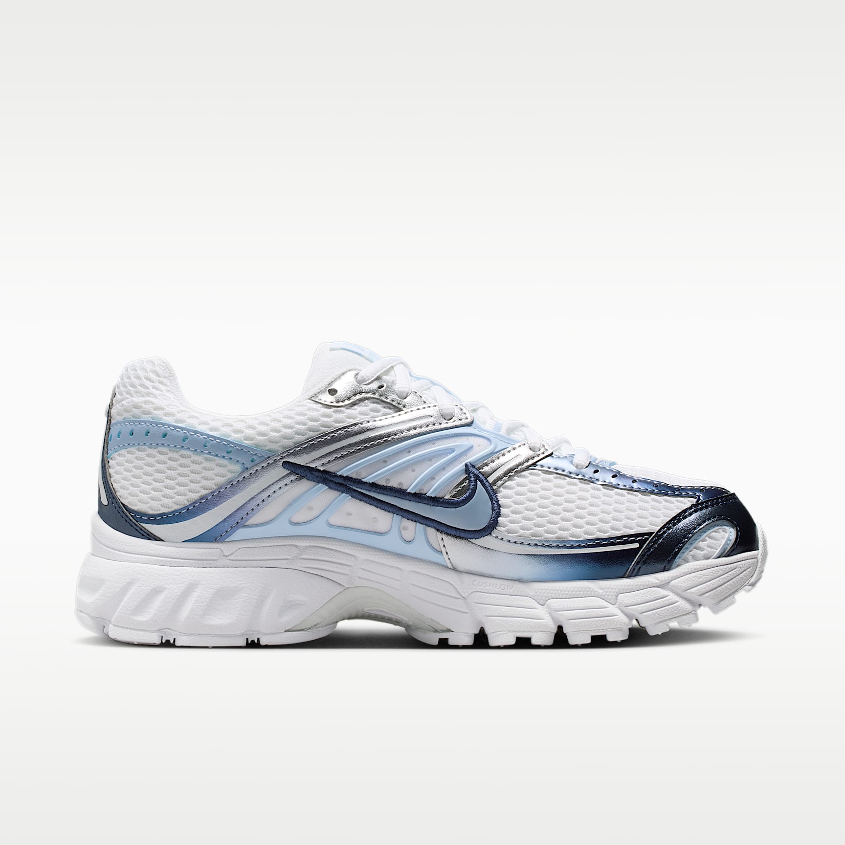 Nike Air Max Moto 2K Schuh (Damen) – Weiß/Metallic Silver/Midnight Navy/Hydrogen Blue