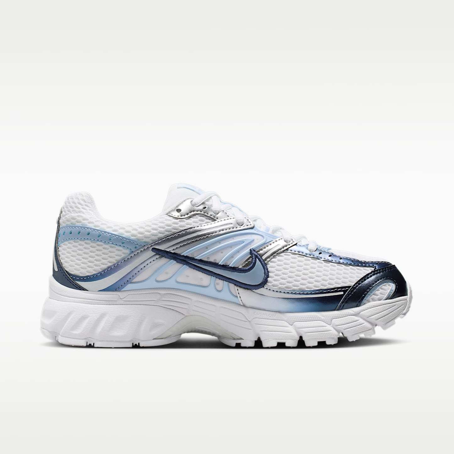 Nike Air Max Moto 2K Schuh (Damen) – Weiß/Metallic Silver/Midnight Navy/Hydrogen Blue