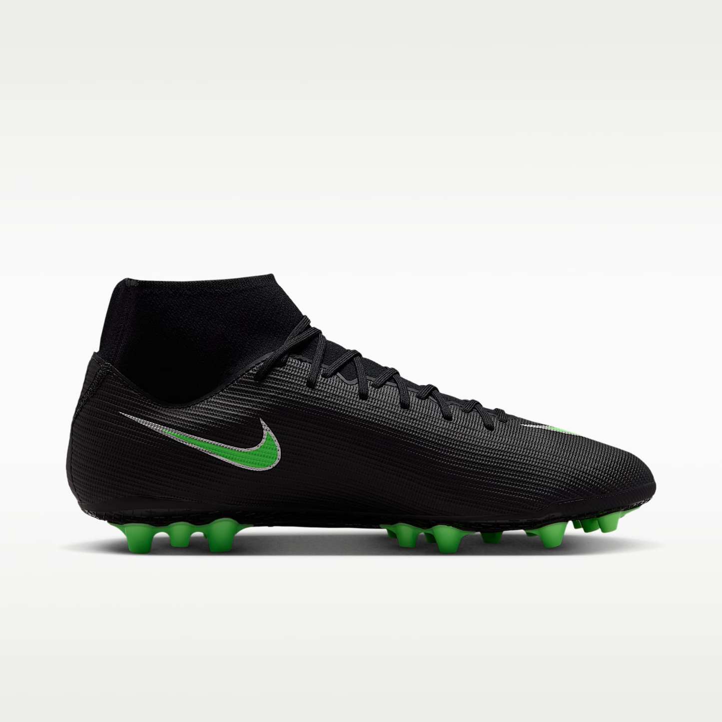 Nike Mercurial Superfly 11 Academy High-Top-Fußballschuh für Kunstrasen – Schwarz/Schwarz/Illusion Green