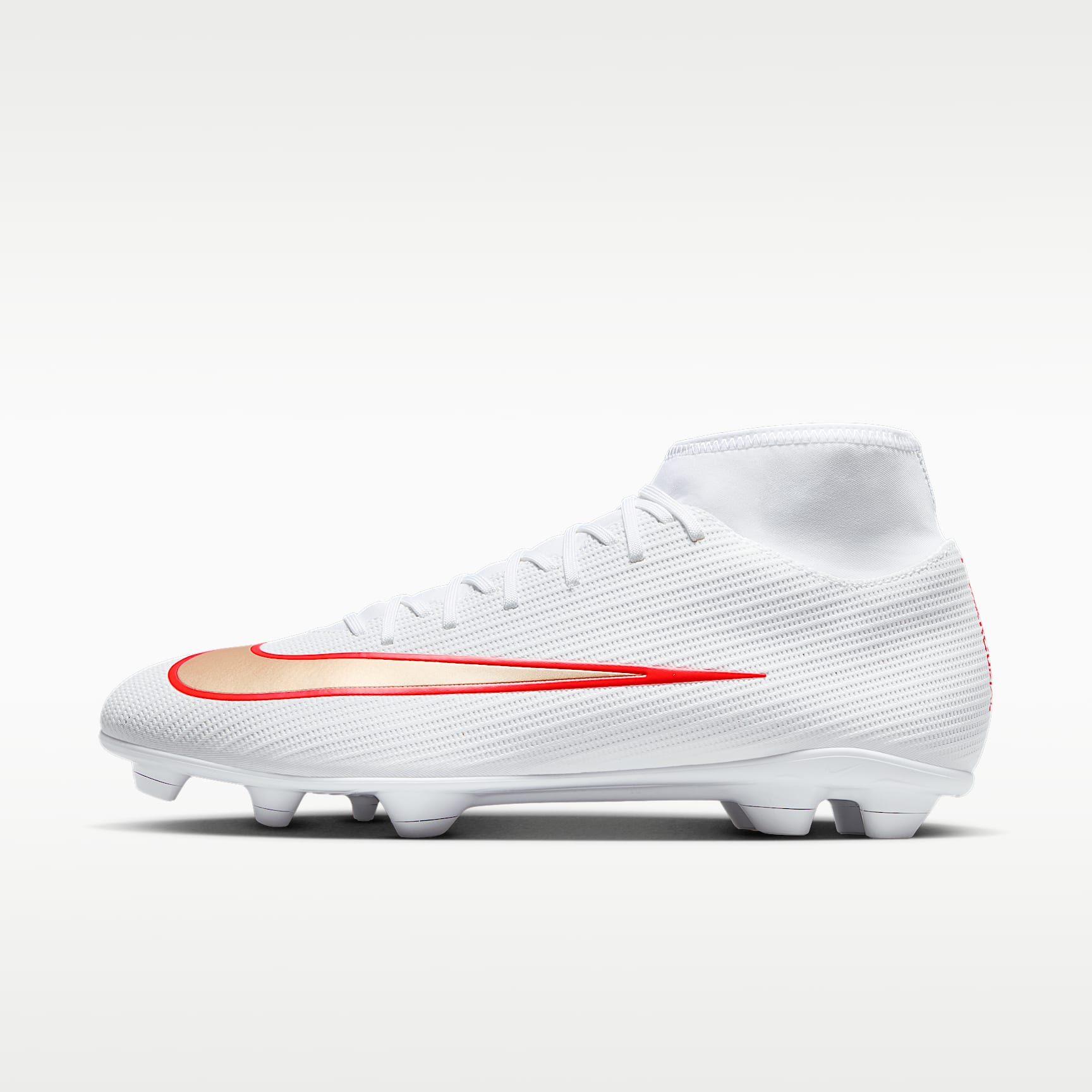 Nike Mercurial Superfly 11 Club High-Top-Fußballschuh für verschiedene Böden – Weiß/Bright Crimson/Blur