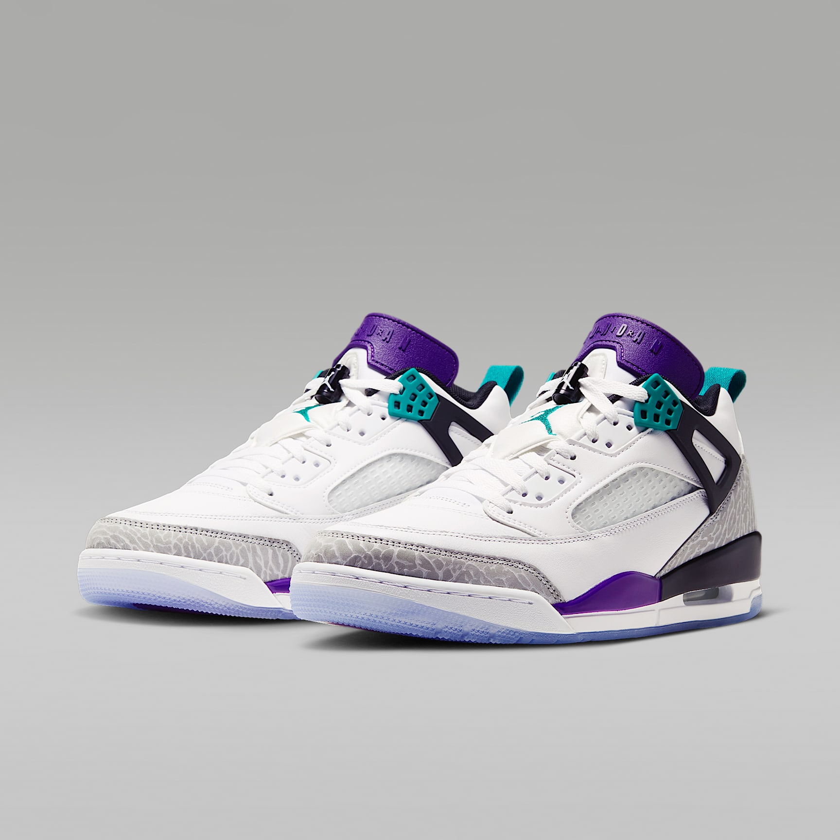 Jordan Spizike Low Herrenschuh – Weiß/Court Purple/Light Smoke Grey/Rio Teal