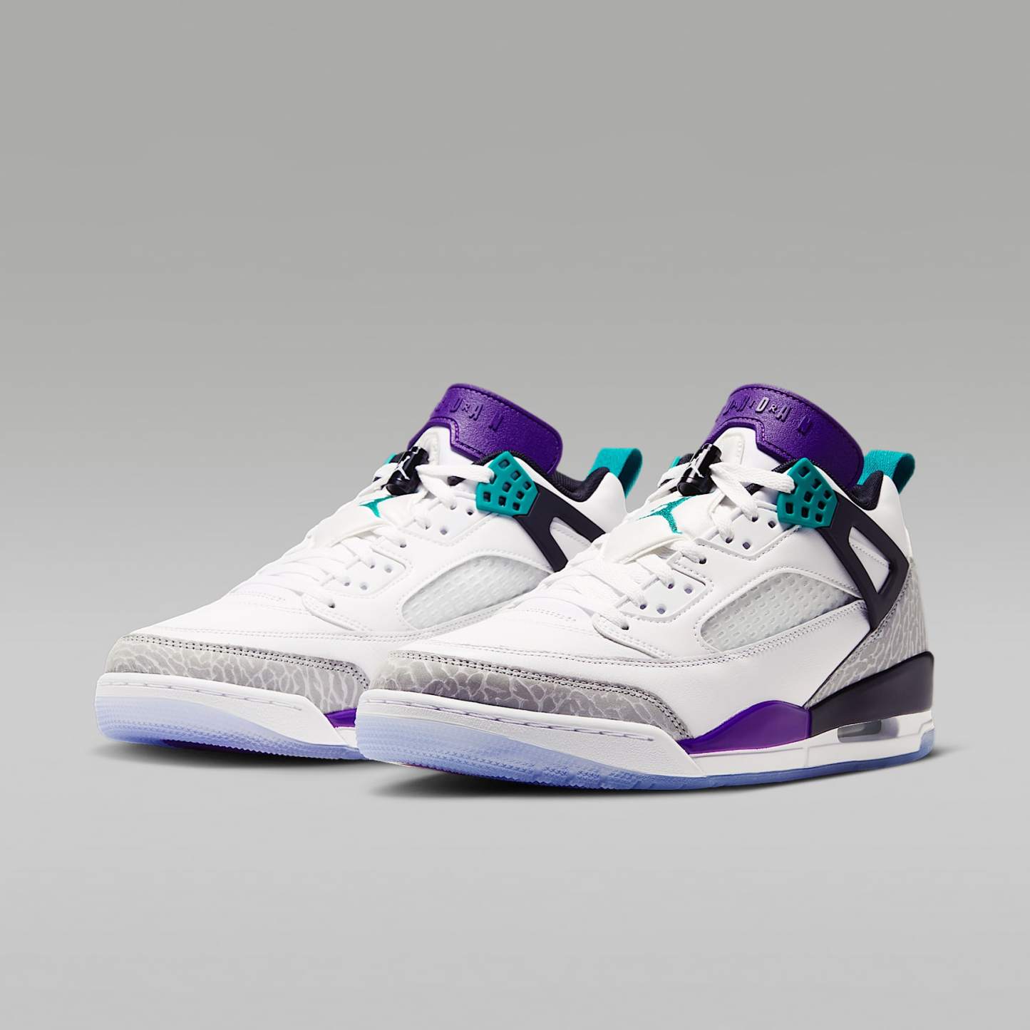 Jordan Spizike Low Herrenschuh – Weiß/Court Purple/Light Smoke Grey/Rio Teal