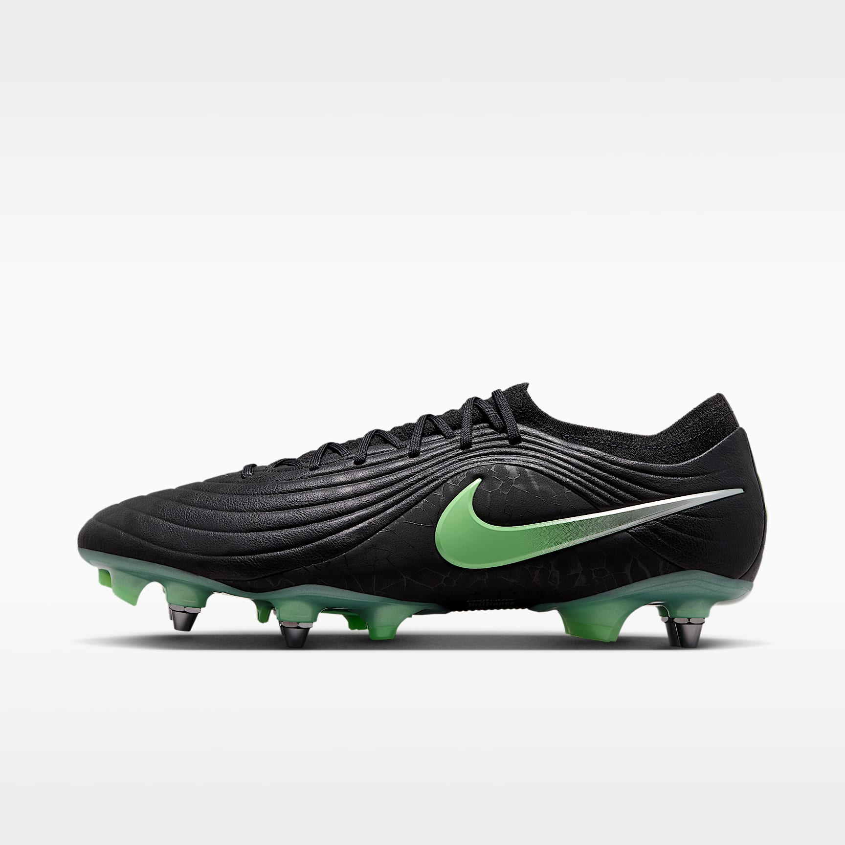 Nike Tiempo Maestro Elite Low Top Fußballschuh für weichen Rasen – Schwarz/Schwarz/Illusion Green