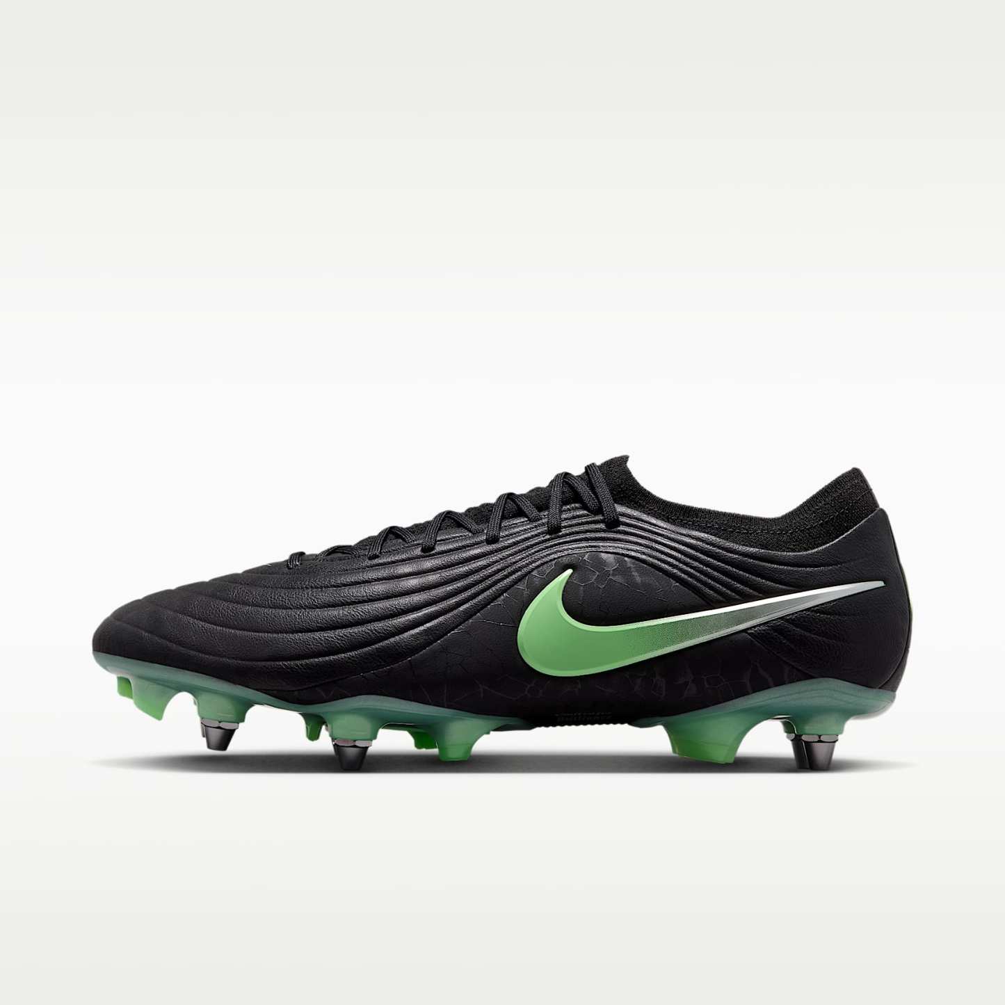 Nike Tiempo Maestro Elite Low Top Fußballschuh für weichen Rasen – Schwarz/Schwarz/Illusion Green