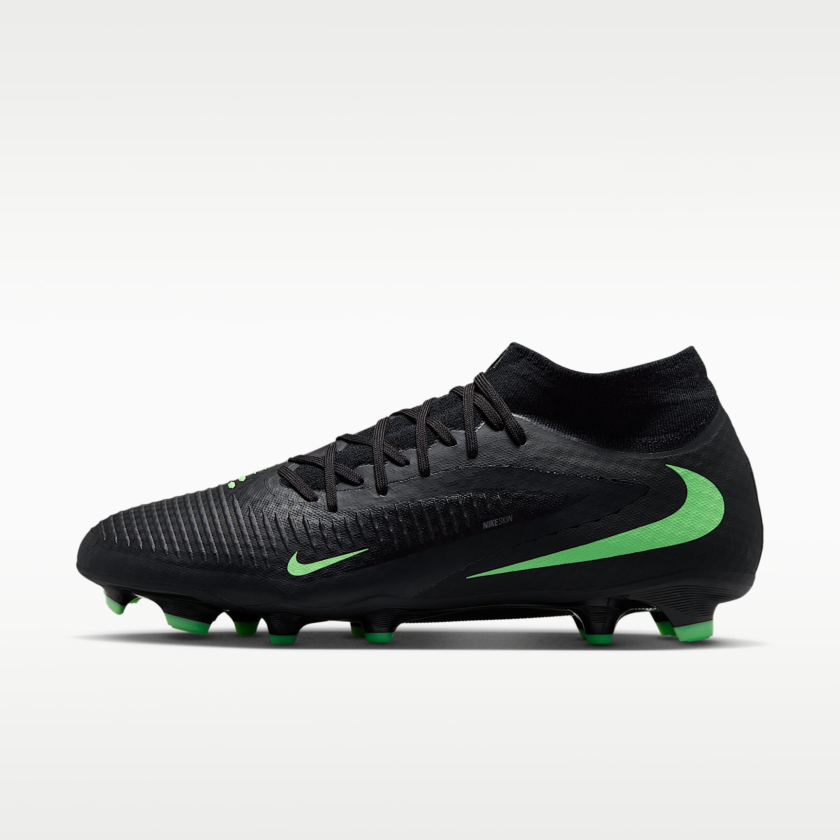 Nike Phantom 6 High Academy Fußballschuh für verschiedene Böden – Schwarz/Schwarz/Illusion Green