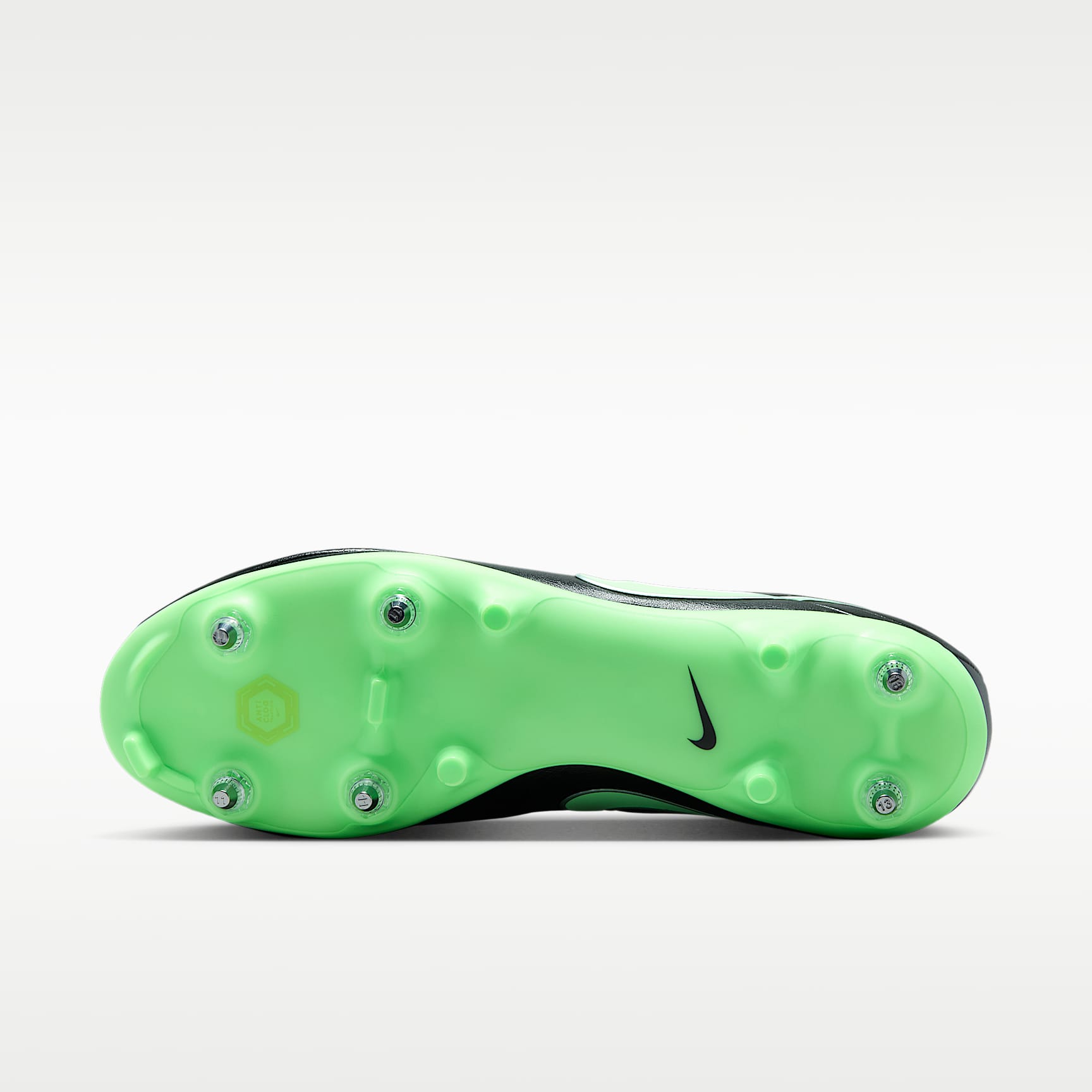 Nike Tiempo Maestro Academy Low Top Fußballschuh für weichen Rasen – Schwarz/Schwarz/Illusion Green