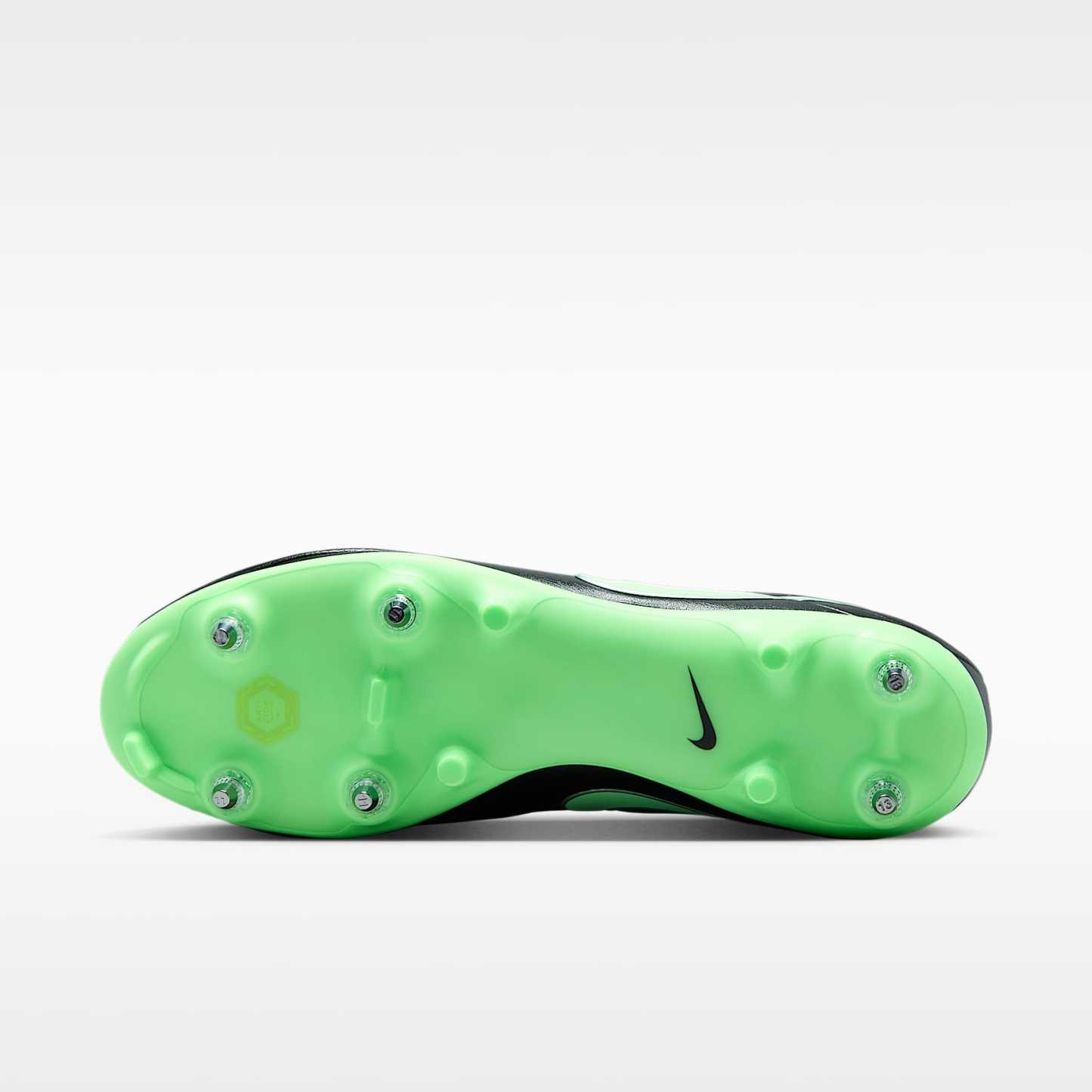 Nike Tiempo Maestro Academy Low Top Fußballschuh für weichen Rasen – Schwarz/Schwarz/Illusion Green