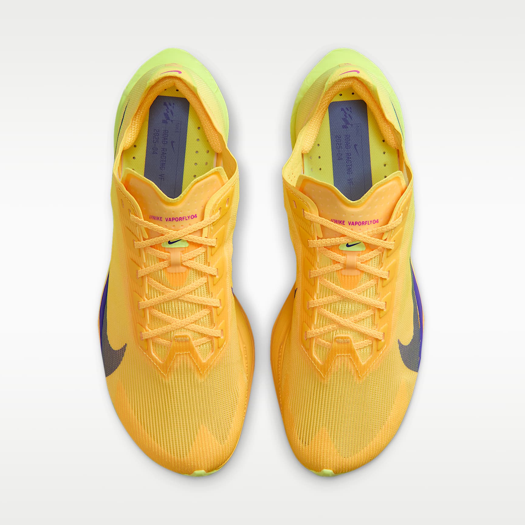 Nike Vaporfly 4 Straßenlaufschuh für Wettkämpfe (Damen) – Citron Pulse/Laser Orange/Volt Ice/Indigo Burst