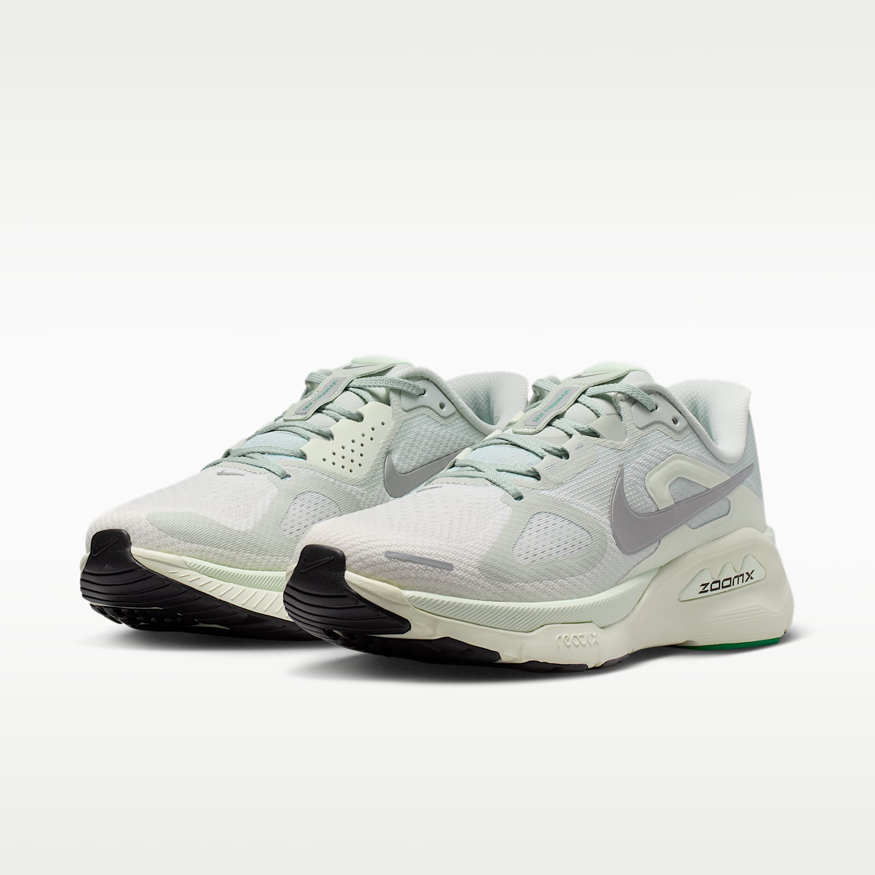 Nike Structure Plus Straßenlaufschuh (Damen) – Light Silver/Coconut Milk/Barely Green/Metallic Silver