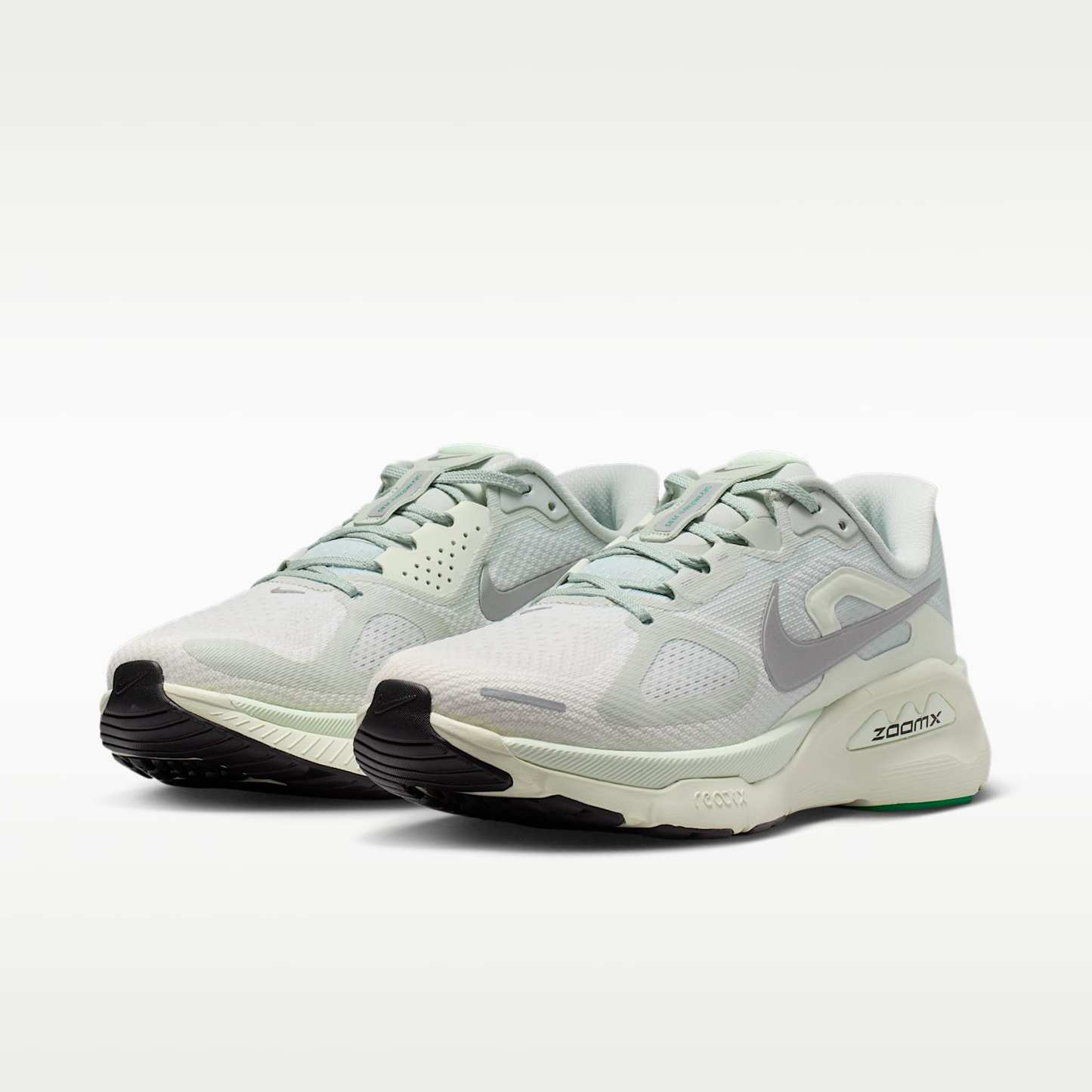Nike Structure Plus Straßenlaufschuh (Damen) – Light Silver/Coconut Milk/Barely Green/Metallic Silver