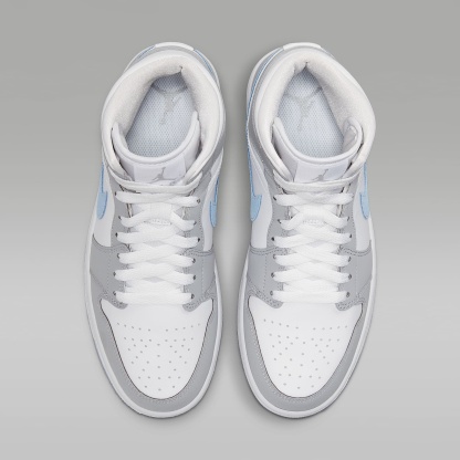 Air Jordan 1 Mid Schuh (Damen) – Weiß/Wolf Grey/Aluminum