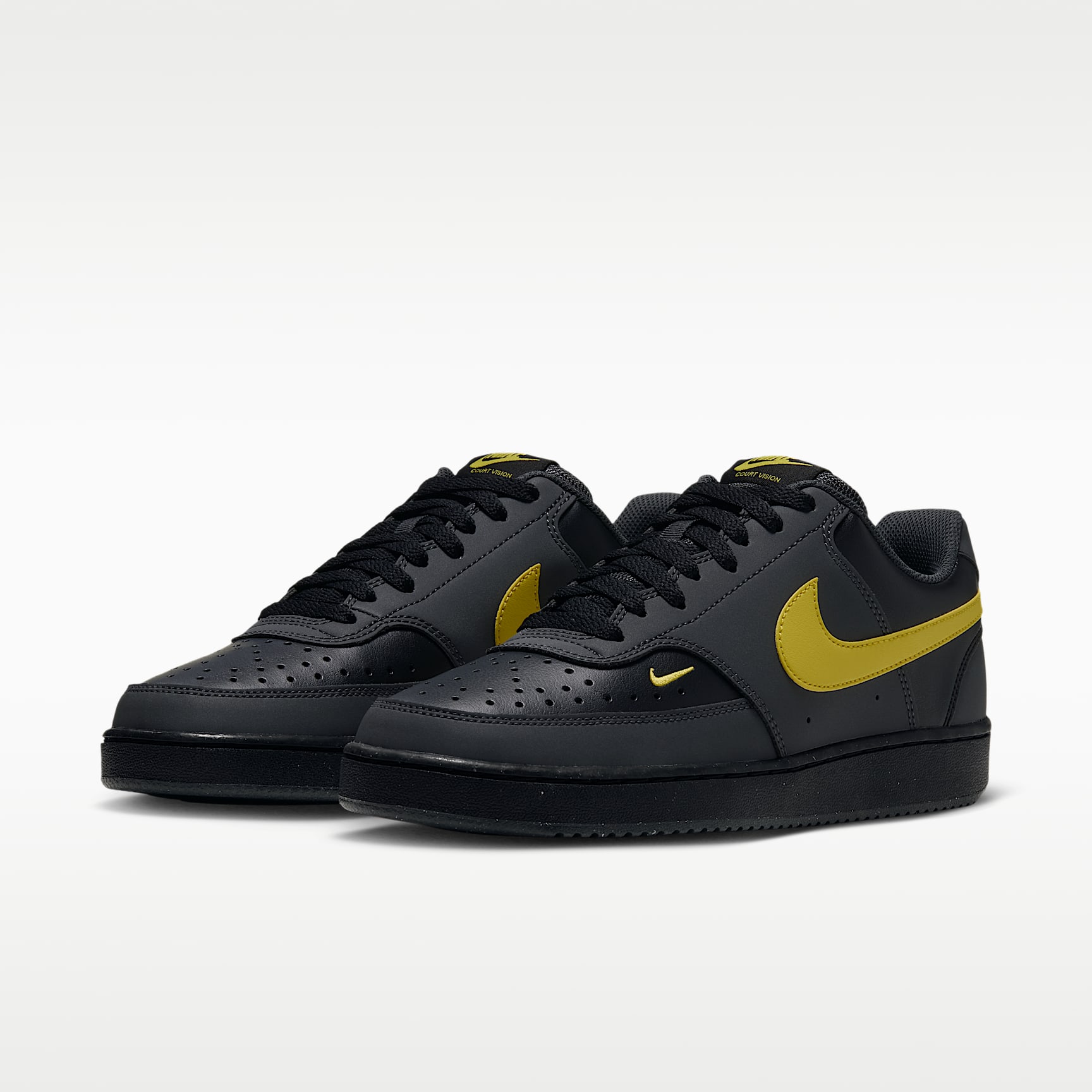 Nike Court Vision Low Herrenschuh – Dark Smoke Grey/Schwarz/Chrome Yellow