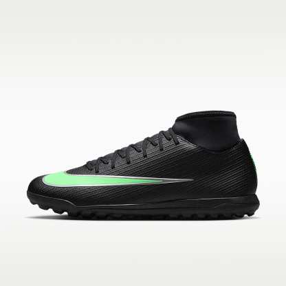 Nike Mercurial Superfly 11 Club High-Top-Fußballschuh für Turf – Schwarz/Schwarz/Illusion Green