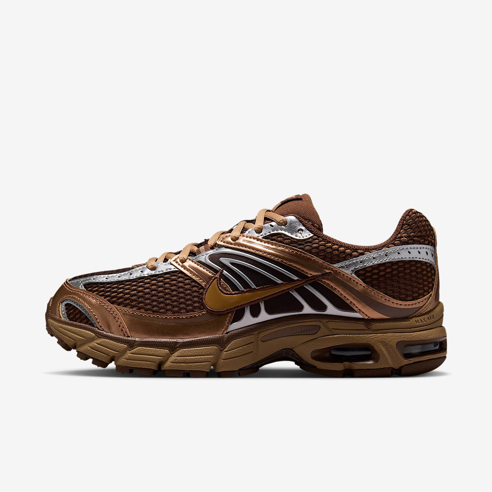 Nike Air Max Moto 2K Schuh mit reflektierenden Akzenten (Damen) – Light British Tan/Cacao Wow/Metallic Silver/Dark Driftwood