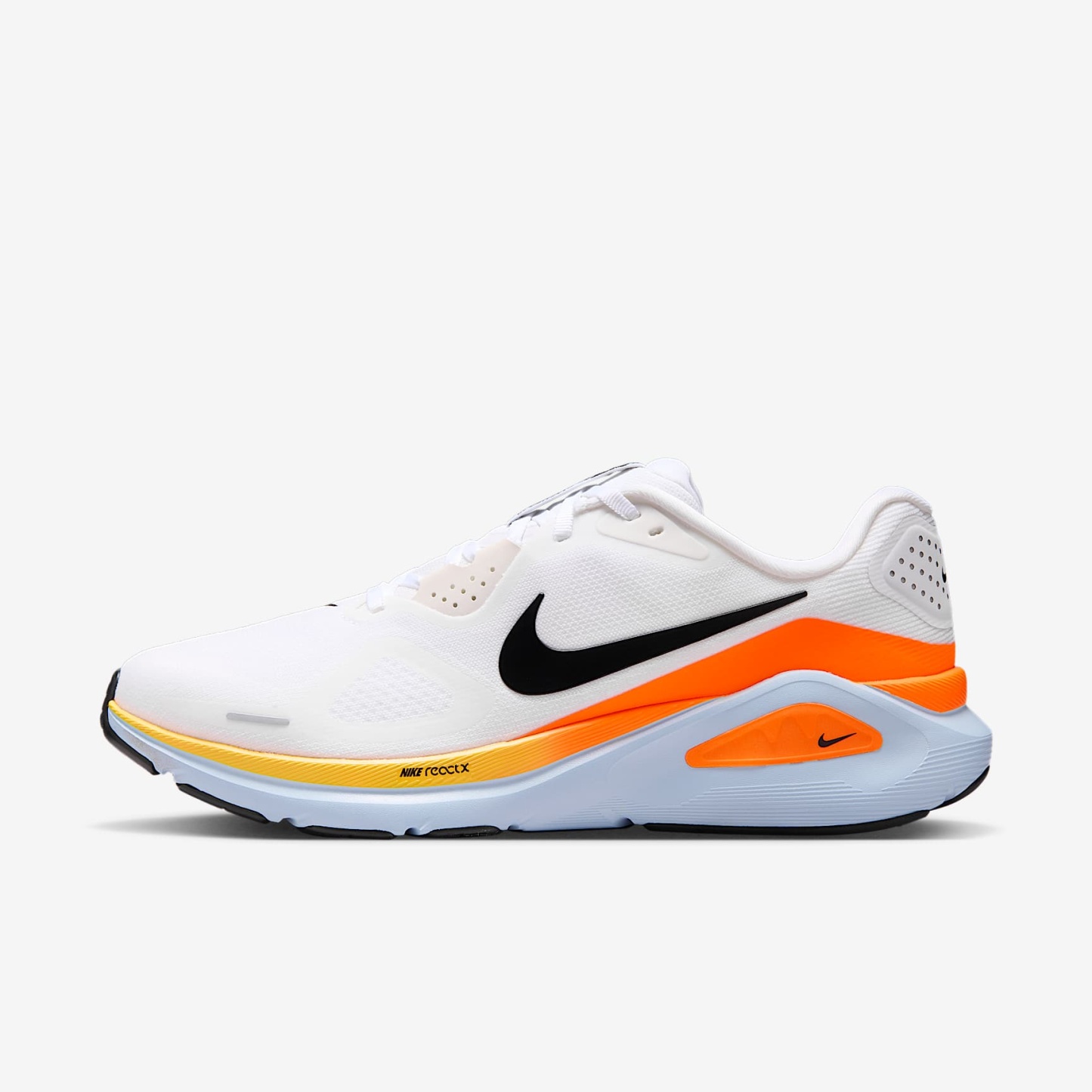 Nike Structure 26 Straßenlaufschuh (Herren) – Weiß/Hydrogen Blue/Total Orange/Schwarz