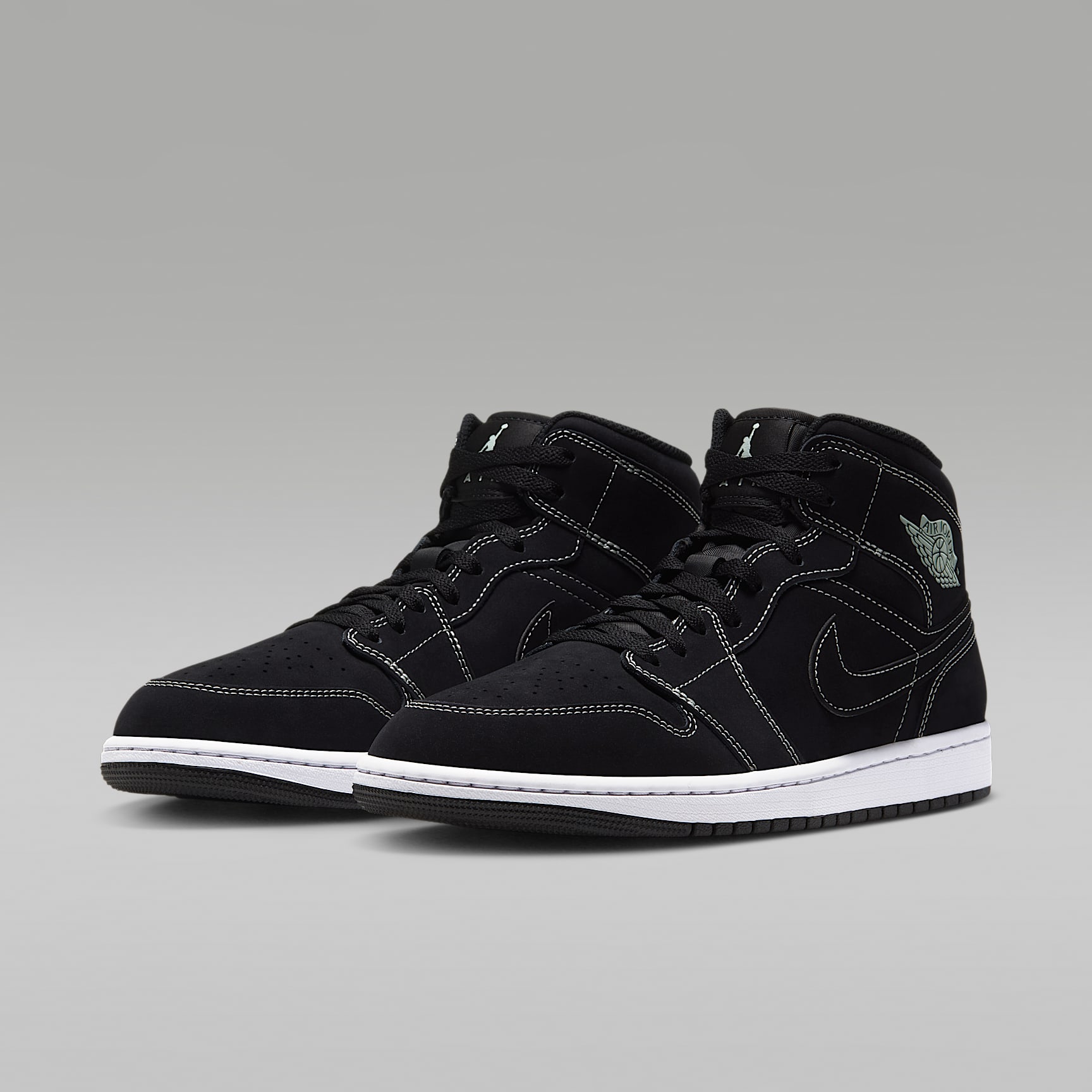 Air Jordan 1 Mid Herrenschuh – Schwarz/Schwarz/Pistachio Frost