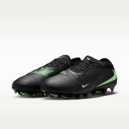 Nike Phantom 6 Low Pro Fußballschuh für normalen Rasen – Schwarz/Schwarz/Illusion Green