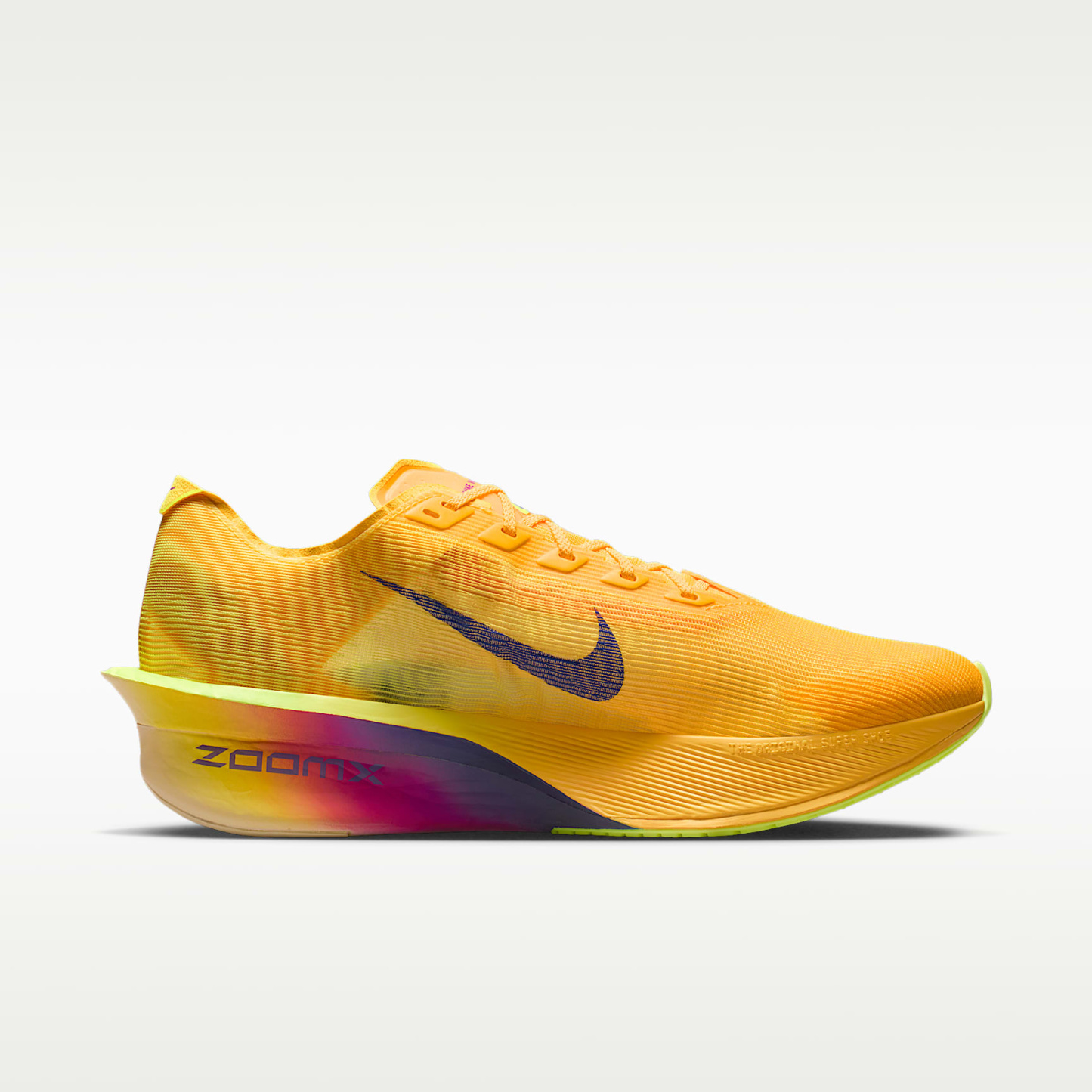 Nike Vaporfly 4 Straßenlaufschuh für Wettkämpfe (Herren) – Citron Pulse/Laser Orange/Volt Ice/Indigo Burst