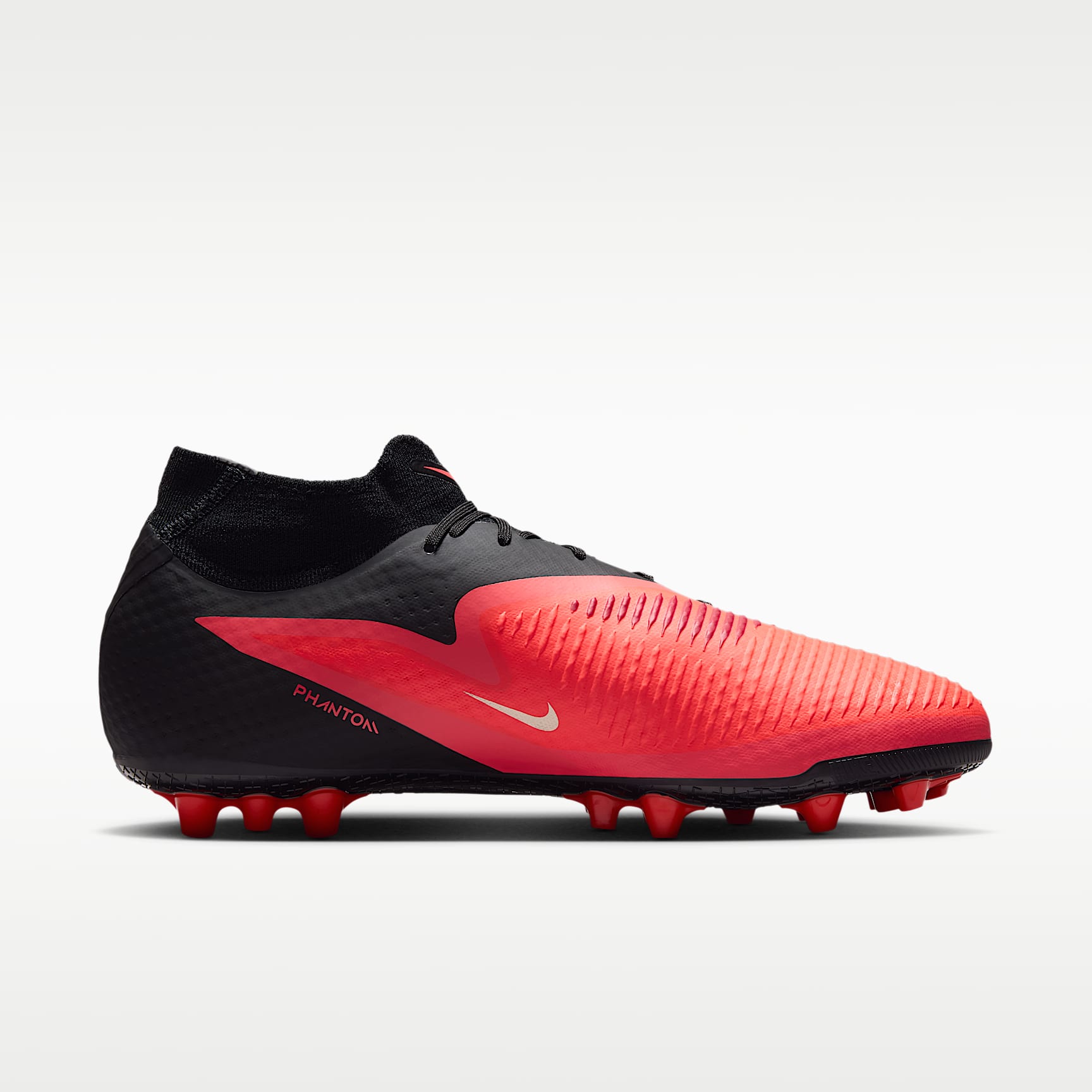 Nike Phantom 6 High Academy Fußballschuh für Kunstrasen – Bright Crimson/Schwarz/Blur