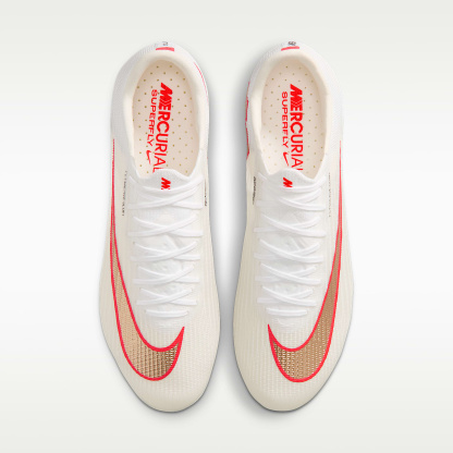 Nike Mercurial Superfly 11 Elite Low-Top-Fußballschuh für weichen Rasen – Weiß/Bright Crimson/Blur