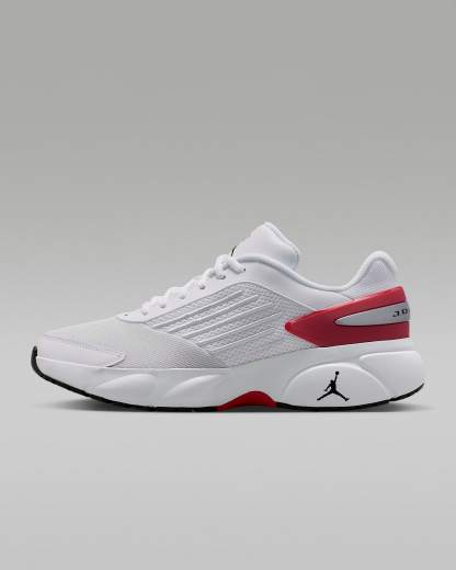 Jordan Trunner Flow Schuhe (Herren) – Weiß/Gym Red/Metallic Silver/Schwarz