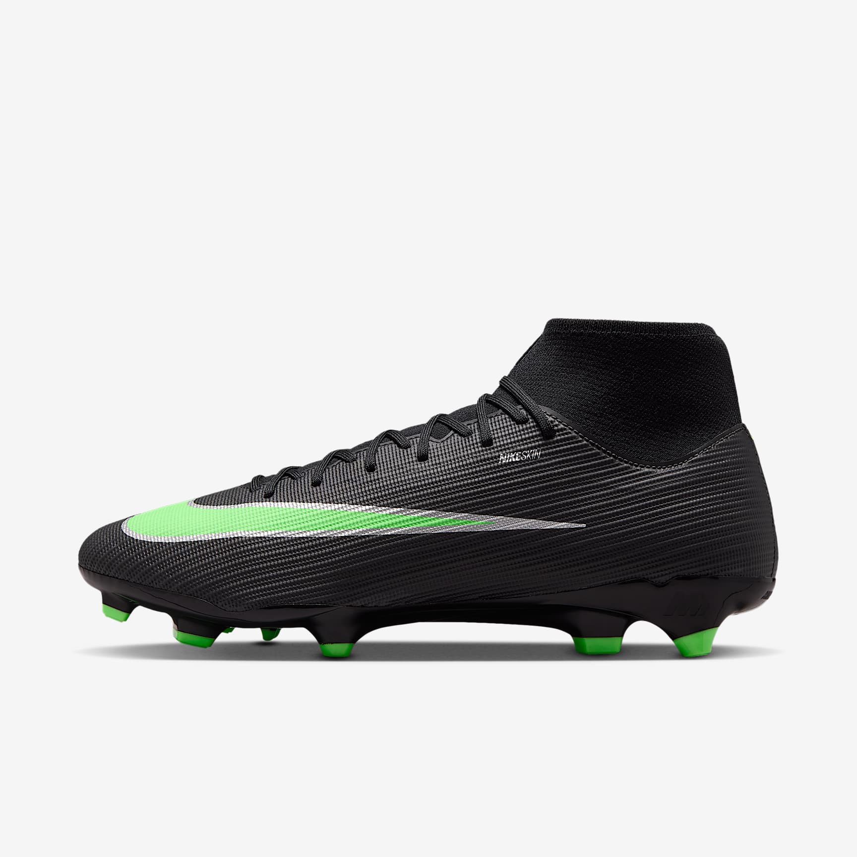 Nike Mercurial Superfly 11 Academy High-Top-Fußballschuh für verschiedene Böden – Schwarz/Schwarz/Illusion Green