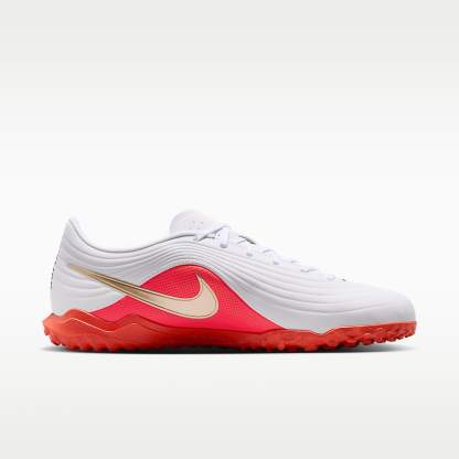 Nike Tiempo Maestro Club Low-Top-Fußballschuh für Turf – Weiß/Bright Crimson/Blur