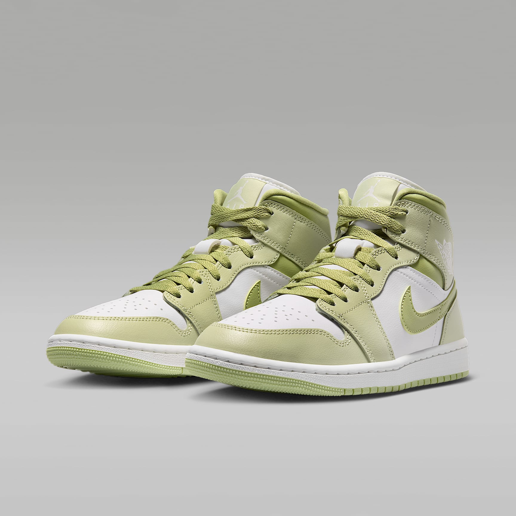 Air Jordan 1 Mid Schuh (Damen) – Olive Aura/Lawn/Coconut Milk/Sail