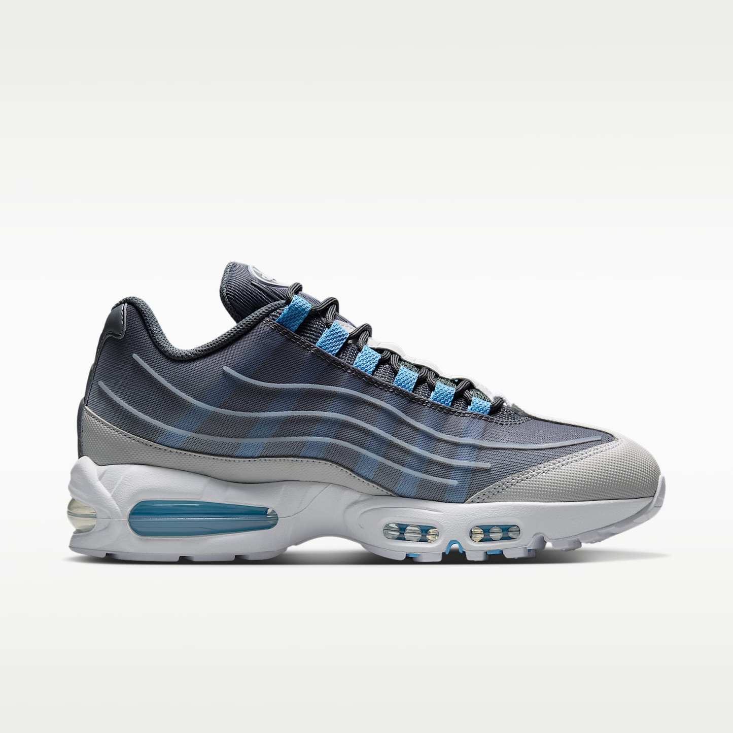 Nike Air Max 95 Big Bubble Tech Schuh (Herren) – Smoke Grey/Weiß/Schwarz/Football Blue