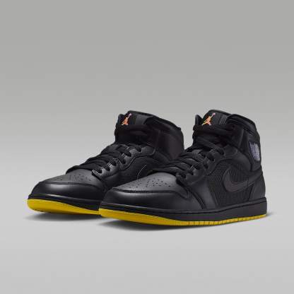 Air Jordan 1 Mid SE Schuh (Herren) – Schwarz/Opti Yellow/Silber