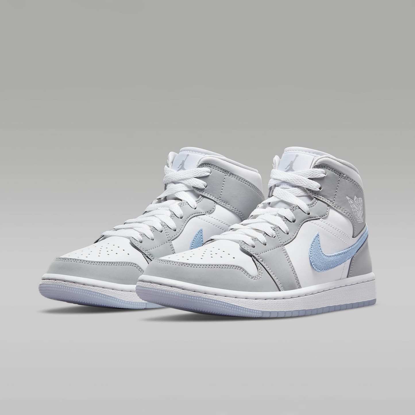 Air Jordan 1 Mid Schuh (Damen) – Weiß/Wolf Grey/Aluminum