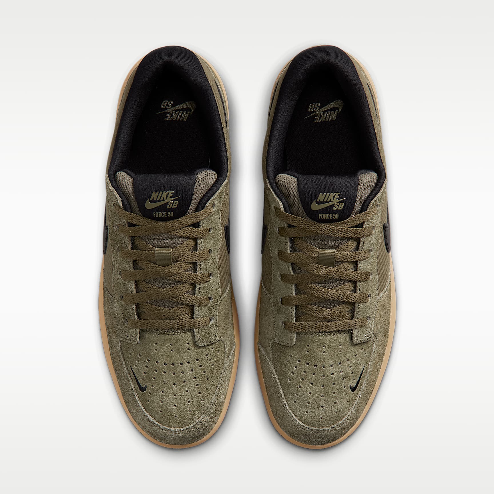 Nike SB Force 58 Skateboardschuh – Medium Olive/Medium Olive/Gum Light Brown/Schwarz