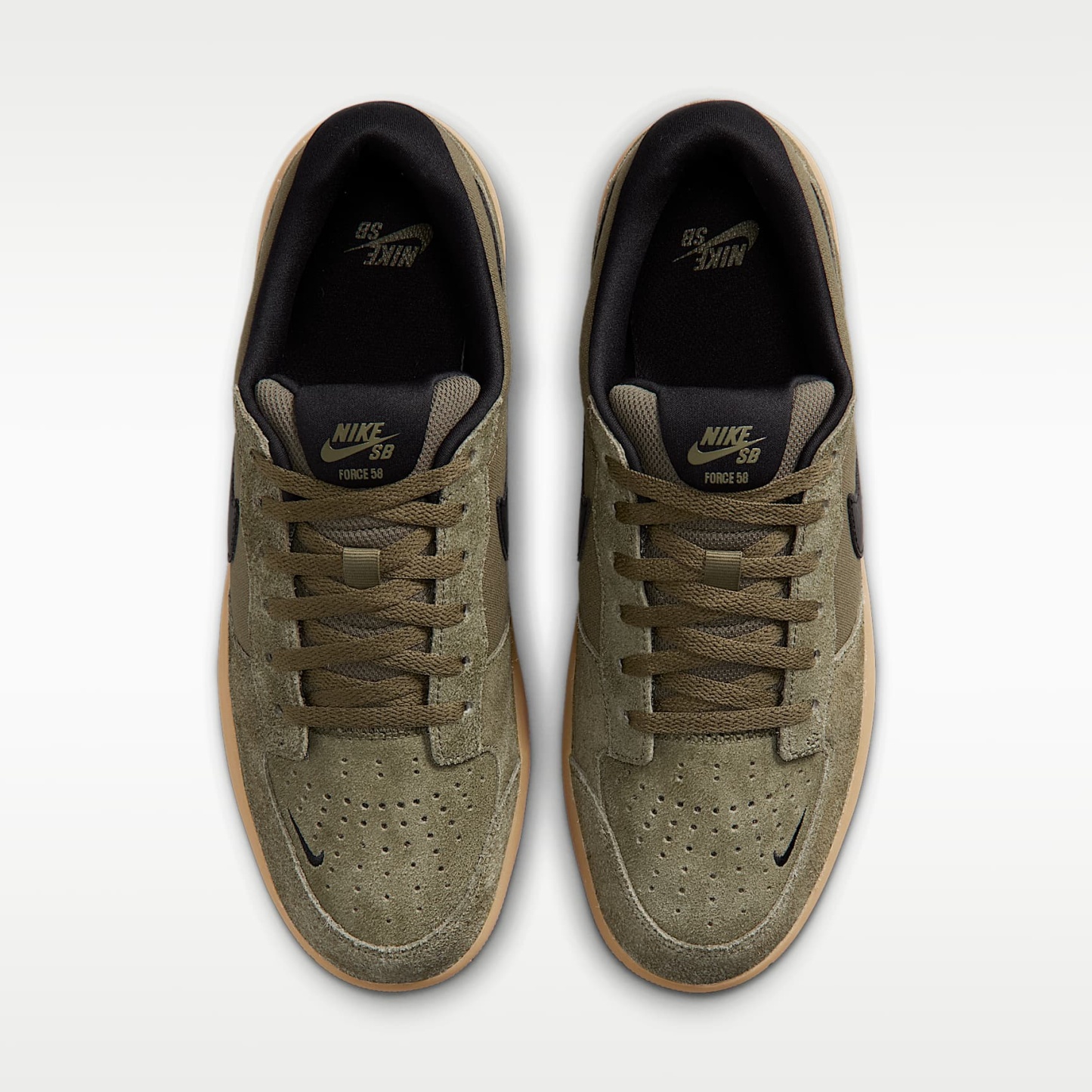 Nike SB Force 58 Skateboardschuh – Medium Olive/Medium Olive/Gum Light Brown/Schwarz