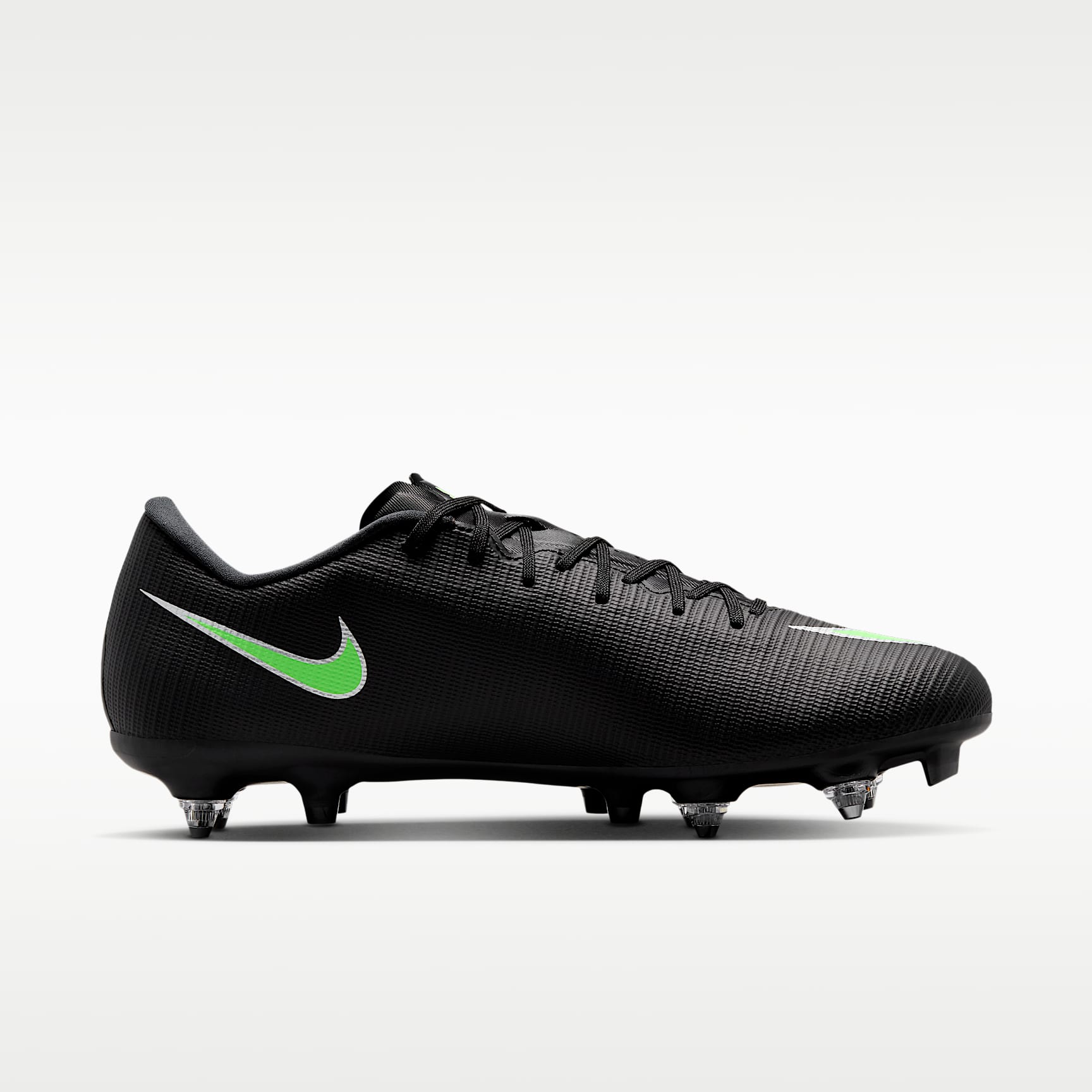 Nike Mercurial Vapor 17 Academy Low-Top-Fußballschuh für weichen Rasen – Schwarz/Schwarz/Illusion Green