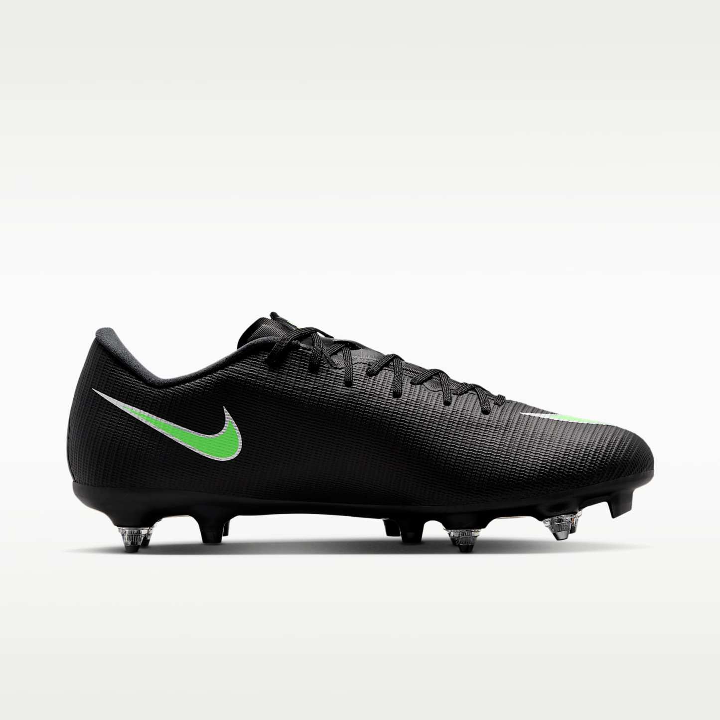 Nike Mercurial Vapor 17 Academy Low-Top-Fußballschuh für weichen Rasen – Schwarz/Schwarz/Illusion Green
